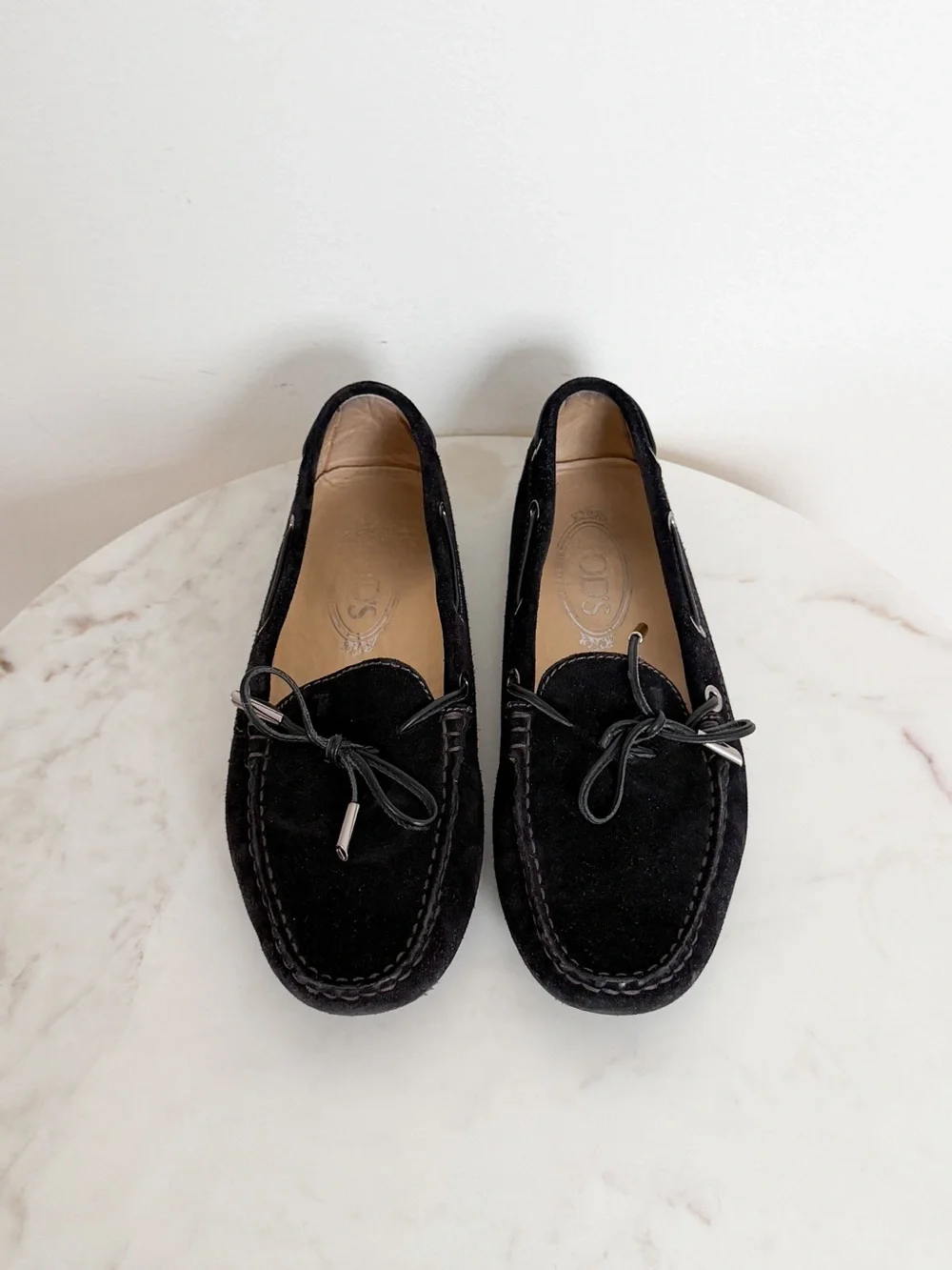 Tod's Gommino Suede Driver Loafers Black Size 38 EU 8 US